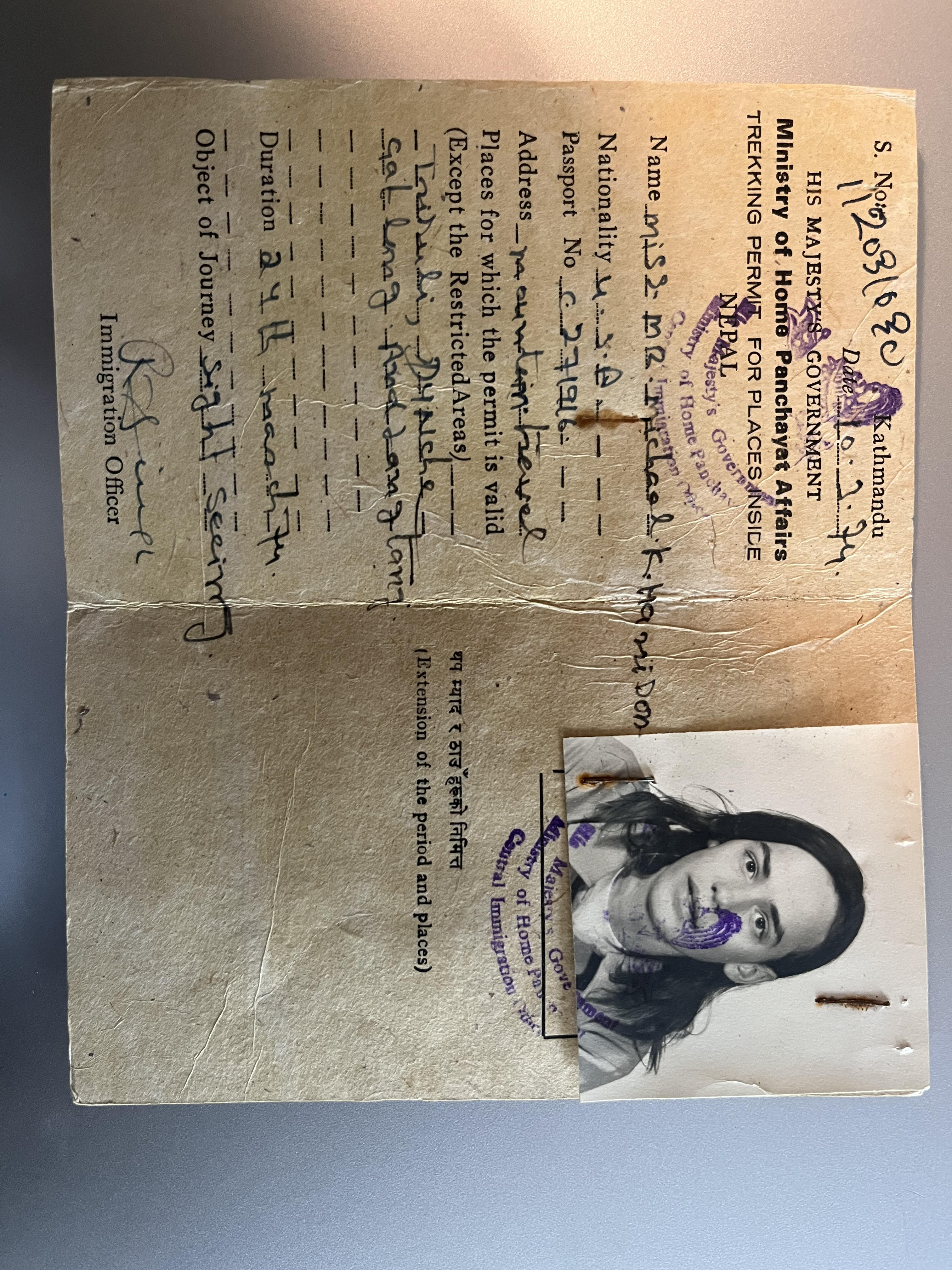 age 15 Himalayan trekking permit
